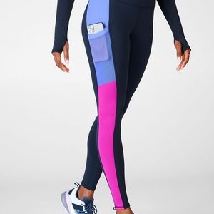 Fabletics Powerhold Blue Leggings with Pockets XS